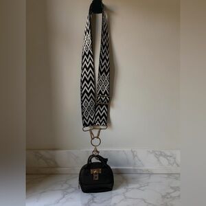 Black Mini Handbag with Geometric Strap